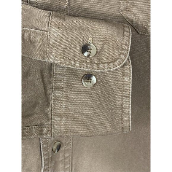 Cabela's Men's Shirt Sz XL Tan Stonewashed Canvas Tan Embroidered L/S Button Up - Picture 4 of 6